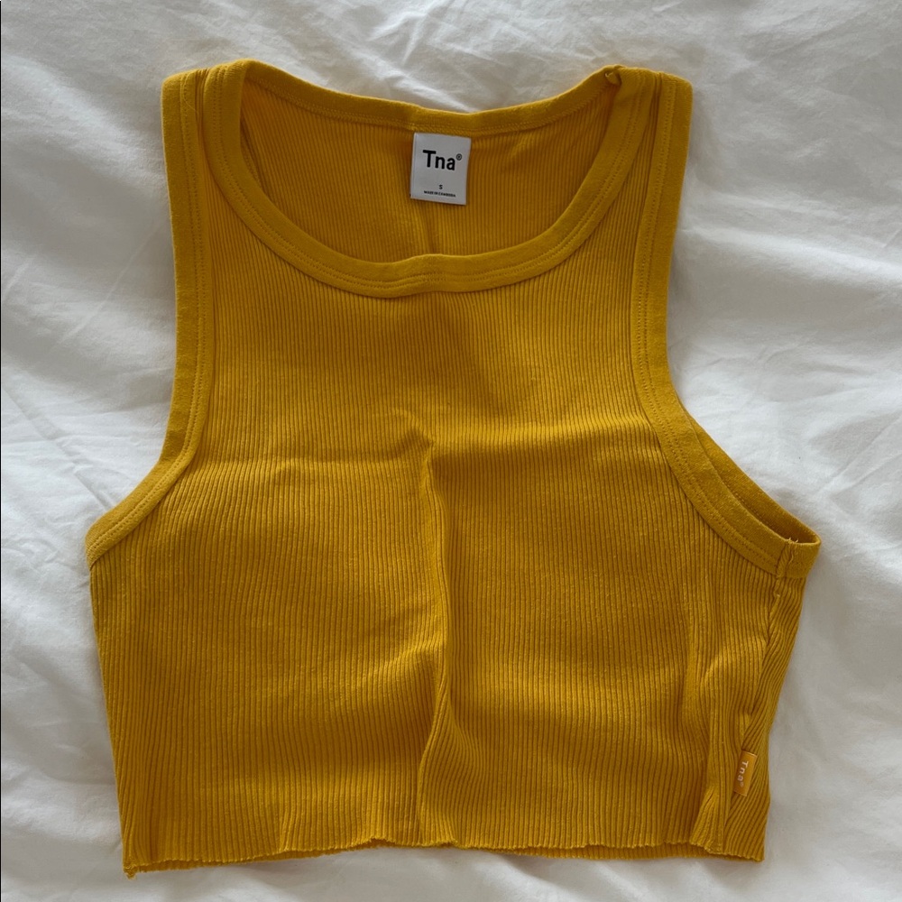 Aritzia TNA Mustard Yellow Ribbed Tank Top